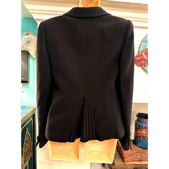 VINTAGE GIORGIO ARMANI BLACK SILK BORGO 21 SINGLE BREASTED BLAZER JACKET 40 - Picture 1 of 6